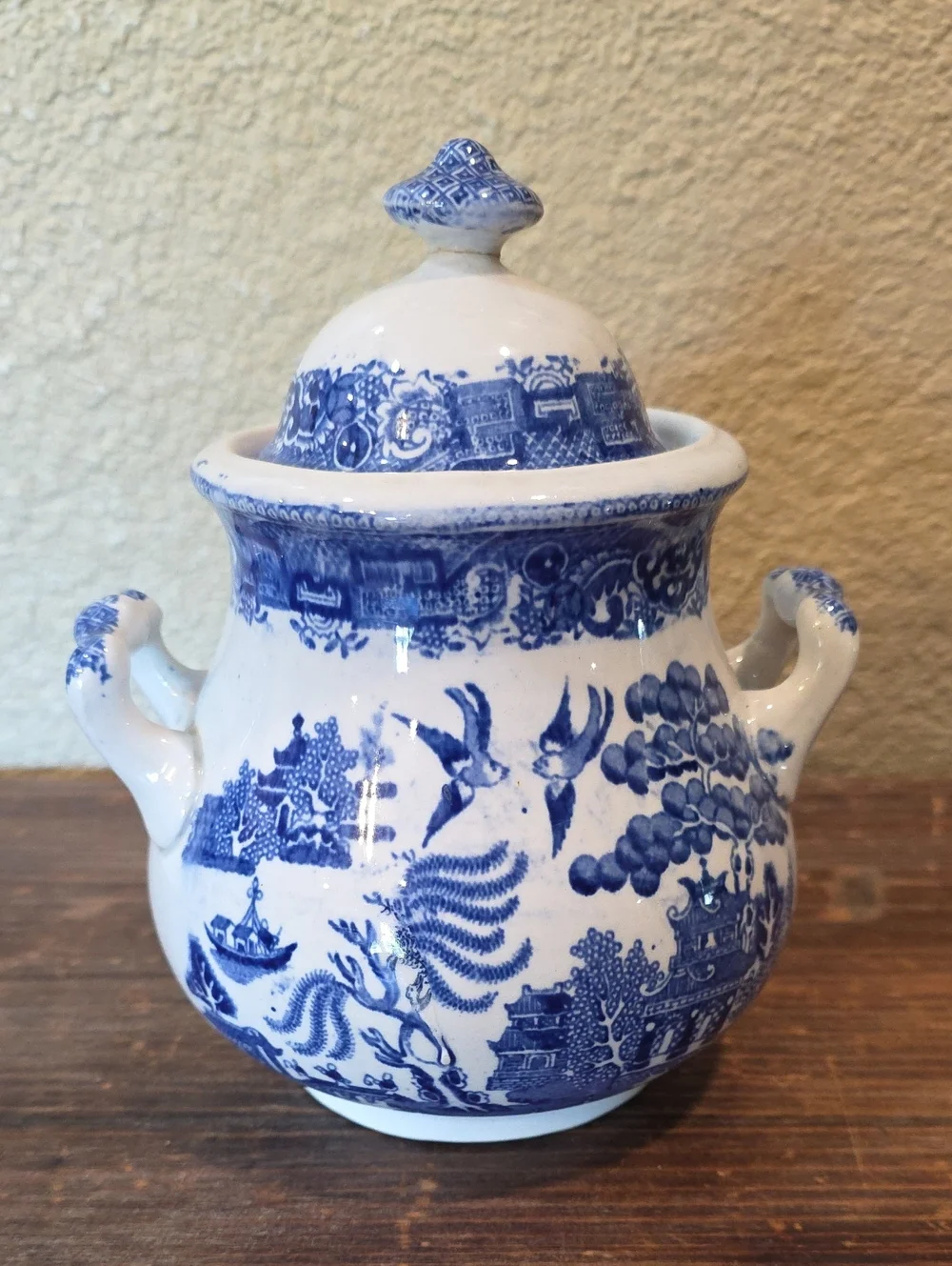 Antique English Blue Willow Lidded Vegetable Tureen W. Adams & Co Staffordshire
